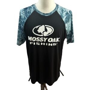 Mossy Oak Fishing Mens Large Black Performance Raglan Tee Shirt NEW